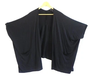 Susan Graver Weekend Cardigan schwarz offen Dolman/Kurzarm Taschen Größe LP - Bild 1 von 11