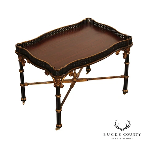 Neoclassical Style Faux Bamboo Mahogany Coffee Tray Table Cover