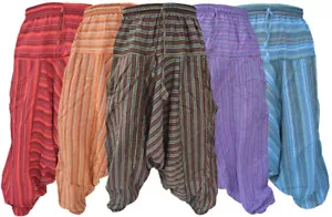 Pantalone uomo casual cotone leggero multicolore a righe estivo Aladdin hippie harem - Foto 1 di 36