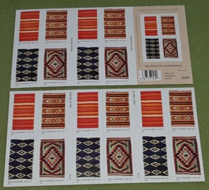 Two Booklets x 20 = 40 of RIO GRANDE BLANKETS 37¢ US Postage Stamps Sc 3926-3929 - Picture 1 of 8
