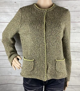 Talbots Petite Strickjacke Pullover Medium Wollmischung Angora grün gesprenkelte Taschen - Bild 1 von 12