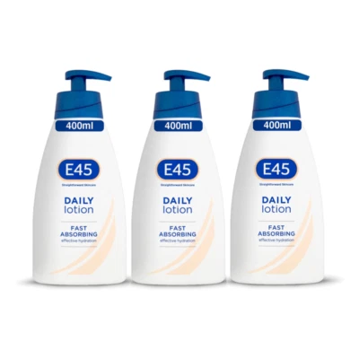 3 x E45 Original Daily Lotion Moisturising Cream Dry Skin 400ml Triple Pack (3)