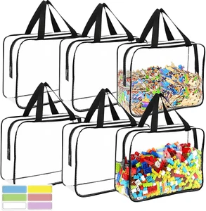 6 Packs Large Toy Storage Bags with Labels, Reusable Clear PVC Board Game Sto... - Picture 1 of 1