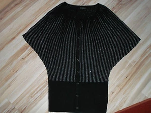 Strick Pullover / Jacke schwarz Lurex Fledermausärmel Gr. 32/34 Bon Prix Neu OVP - Bild 1 von 4