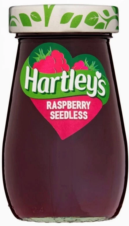 3x JAR HARTLEY'S RASPBERRY SEEDLESS JAM MADE With Real Fruit 300g x3=900g - Image 1 of 1