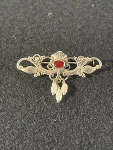 Antique Edwardian Sterling Silver  Brooch. Seed Pearls & Trombone Clasp. - Picture 1 of 11