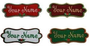 Christmas Stocking Custom Name Tag Iron On Patch 5" x 2" Personalized 1 Patch - Picture 1 of 18