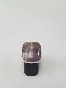 925 Sterling Silver Large Rectangle Sage Amethyst Statement Ring Sz 8.5 Bnwot - Picture 1 of 5