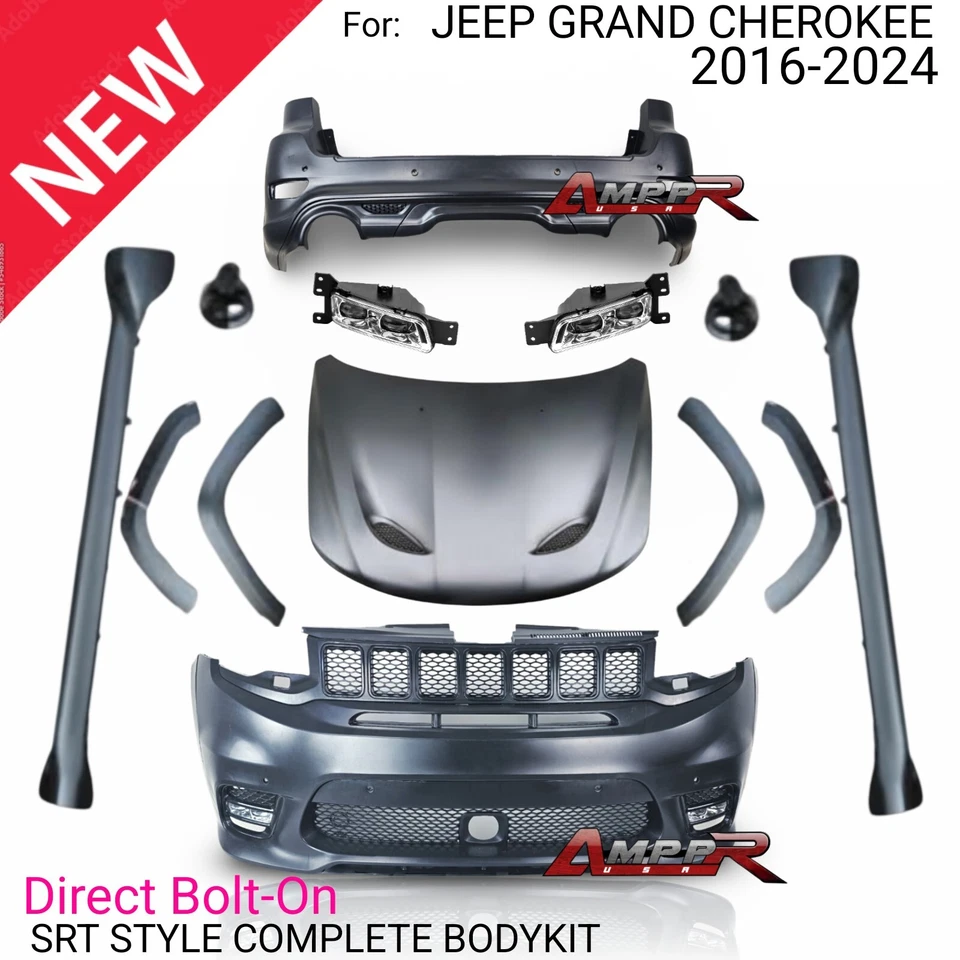 FOR JEEP GRAND CHEROKEE SRT 16-23 FRONT Rear BUMPER Bodykit SRT CONVERSION HOOD - Image 1 of 3
