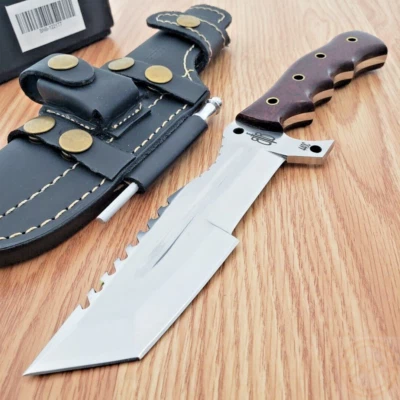 BucknBear Tracker Fixed Knife 5.75" 440 Steel Full Tang Blade Red Micarta Handle - Image 1 of 4