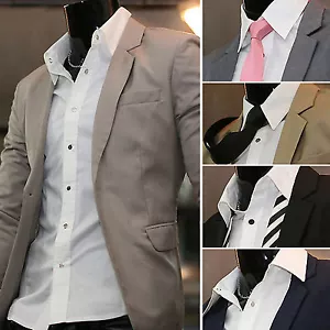 Blazer da uomo casual leggera e semplice aderente maglione top formale W723 S/M/L - Foto 1 di 4