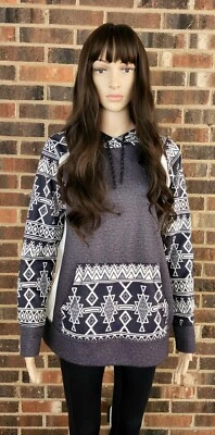 Nuevo sin etiquetas Acogedor Burton Durable Goods Gris/Blanco Sudadera con Capucha Estampado Azetec Pullover Talla M  Foto 1 de 4