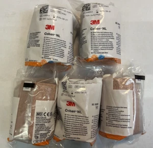 5 rolls Coban NL 3"x5 Yds Latex Free Self Adherent Wrap 2083 3M Tan Beige Brown - Picture 1 of 4