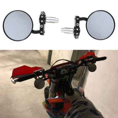 Espejo retrovisor lateral redondo negro de 7/8" para moto todoterreno ADV Foto 1 de 4