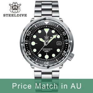 Steeldive SD1975, ATÚN, NH35, AR zafiro, lume, buceo, pulsera de 3 eslabones, nueva en caja - Imagen 1 de 14