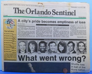 NEWSPAPER Orlando Sentinel 86 vtg Space Shuttle CHALLENGER STS-51L McAuliffe - Picture 1 of 1