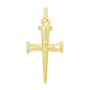 Colgante con dije de cruz de uñas lisas de oro amarillo de 10k 1,3" 3,6 gramos - Imagen 1 de 5