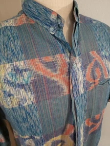 KUTA BALI Herren Medium Camp Hemd Baumwolle Button Down Bunt Urlaub Vintage  - Bild 1 von 8