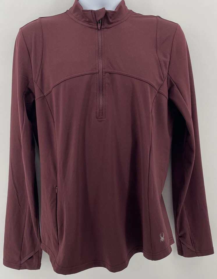 Nuevo con etiquetas Pullover Spyder Active para mujer XL granate 1/4 cremallera Foto 1 de 4