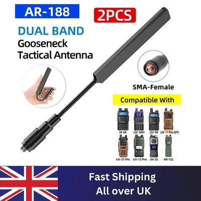 TELESCOPIC DUAL BAND ANTENNA FOR BAOFENG UV-5R SMA-FEMALE WALKIE TALKIE RADIO - Image 1 of 4