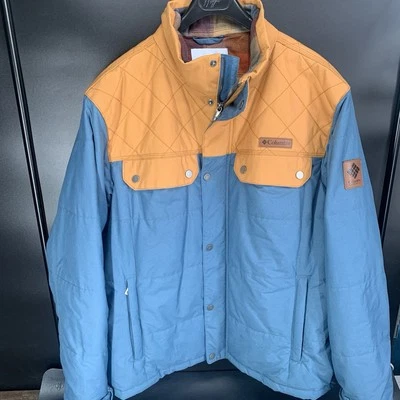 Columbia Tan & Blue Insulated Ridgestone Water Resistant Coat jacket Mens XL - Image 1 of 4