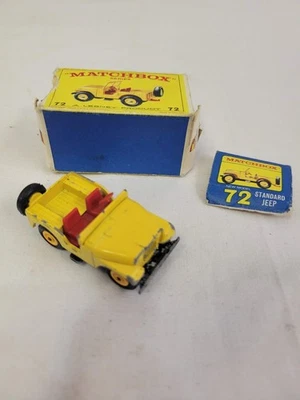 Vintage Matchbox Standard Jeep No. 72 w/ Box Made In England Lesney 1:64 - Image 1 of 4