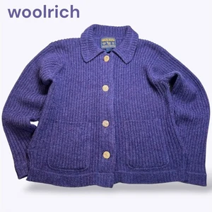 Chaqueta cárdigan Woolrich para mujer ciruela púrpura lana acanalada tejido botón delantero S - Imagen 1 de 9