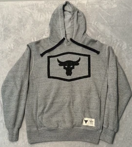 Under Armour Project Rock Hoodie Sweatshirt Mens Small Gray Blood Sweat Respect - Picture 1 of 9