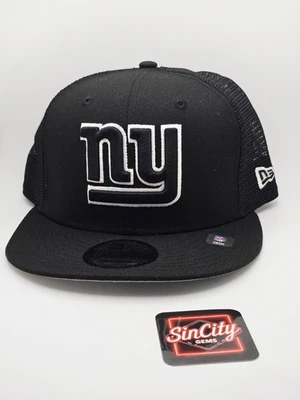 New Era New York Giants 9Fifty Negro/Blanco Logo Camionero Snapback Gorra Gorra Foto 1 de 4