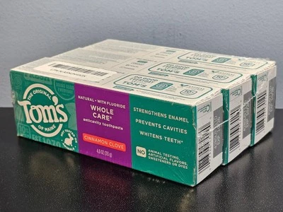 Lote de 3 pasta de dientes anticavidad Tom's Whole Care clavo de canela 4 oz ea caducidad 26/10 Foto 1 de 4