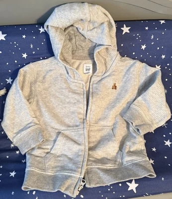 Sudadera con capucha otomana Baby Gap 12-18 m cremallera gris jaspeado claro con oso Brannan Foto 1 de 3
