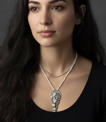 "COLGANTES DE ESPIGA DE PIEDRA LUNAR CALAVERA DE 4"" GÓTICO/PUNK COLLARES DE CUENTAS DE SEMILLAS DE 17"" NUEVOS SIN ETIQUETAS" Foto 1 de 4