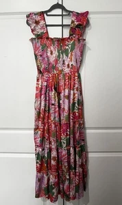 Melloday Damen rosa Blumen Midikleid Größe L - Bild 1 von 3