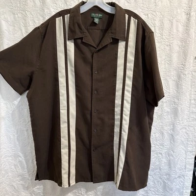 Camisa de boliche David Taylor coleção botão masculina XL casual pai manga curta - Imagem 1 de 4