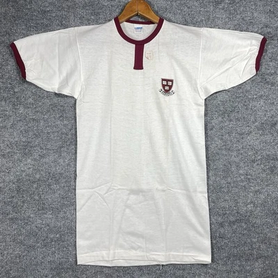 VINTAGE 70s Harvard University T Shirt Mens Size S Champion Rowing Ringer NWT - Image 1 of 4