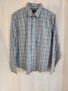 NWT Gap Shirt Mens LARGE Blue Plaid Standard Fit Button Up Long Sleeves - Picture 1 of 3