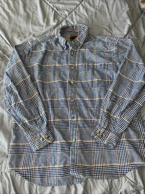 Boston Traders Shirt Mens Large Blue Plaid Flannel Shirt Button Collar - Image 1 of 4