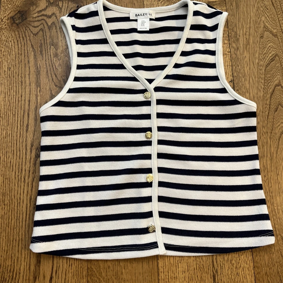Chaleco sin mangas Bailey 44, blanco azul sin mangas náutico a rayas, para mujer M Foto 1 de 4