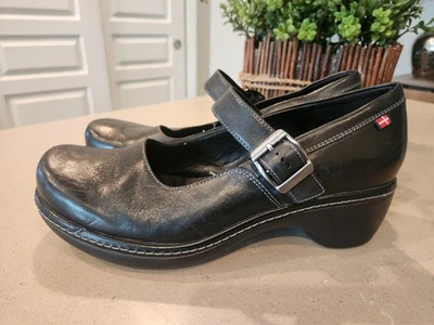 ECCO Clogs Mary Jane Wedge Black Leather Size EU 39 US 8  - Image 1 of 4