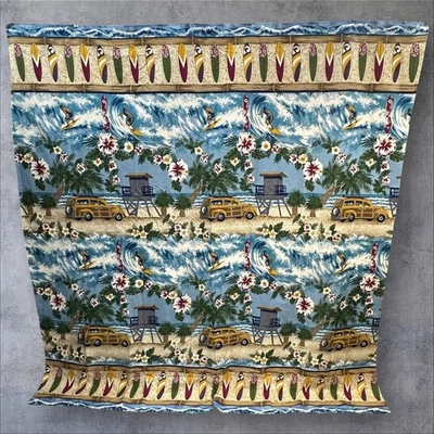 Cortina de Ducha Hawaii Surfing Vohann 100% Algodón 68x72" Flores Tropicales Playa Foto 1 de 3