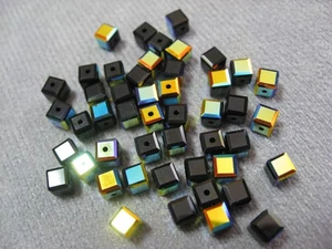 Jet AB Swarovski Kristall Perlen 4 mm Würfel - Bild 1 von 2