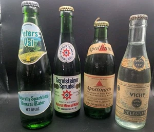 4 Mineral Water Bottles Full - W. Germany & France Vichy Peters Val Gerolsteiner - Picture 1 of 9