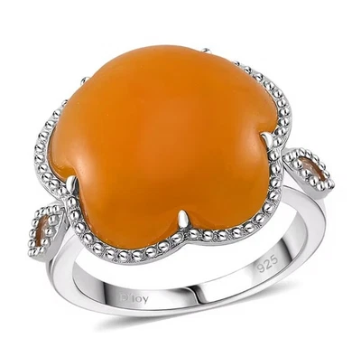 Yellow Jade & Brazilian Citrine 15.90 ctw Cherry Blossom Ring Sz7 Silver 925 - Image 1 of 4