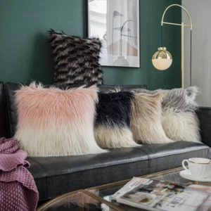 Nuevas fundas de almohada cuadradas de piel larga de felpa cintura peluda cojín sofá funda de almohadilla - Imagen 1 de 17