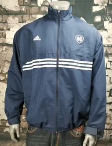Adidas Notre Dame Fighting Irish Zip Up Jacket Coat XL Navy Blue Men's Stripes - Picture 1 of 9