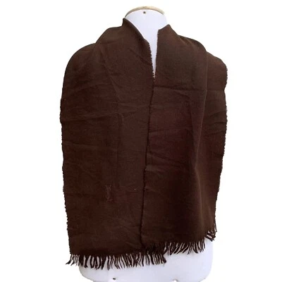 YVES SAINT LAURENT LOGO MARRÓN RECTÁNGULO Bufanda de lana 60/11 pulgadas #A107 Foto 1 de 3