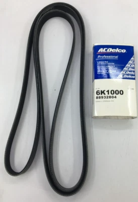 ACDELCO 6K1000, 88932804 CINTURÓN DE VENTILADOR ACANALADO EN V / CINTURÓN SERPENTINO SE ADAPTA A GMC Foto 1 de 4