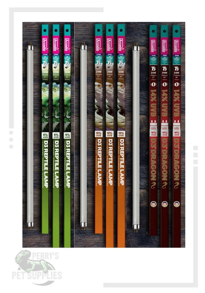 Arcadia T5 UV UVB Light Lamp, 6% 12% 14% UVB, 22" 24w, 34" 39w, 46" 54w, Pro T5