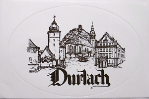 Souvenir-Aufkleber Durlach Turmberg Stadtkirche Karlsruhe Baden-Württ. 80er
