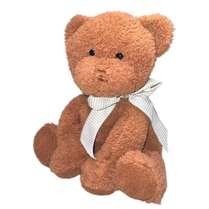 Circo Target Brown Teddy Bear Grey Gingham Bow Sitting Sit Down 10” Inches - Picture 1 of 6